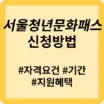 서울청년문화패스 신청자격 및 방법 기간 서류 혜택 발표일 총정리